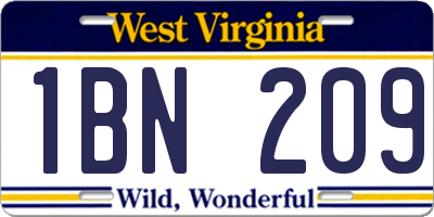 WV license plate 1BN209