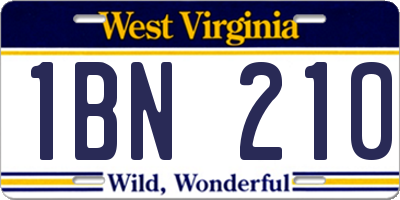 WV license plate 1BN210