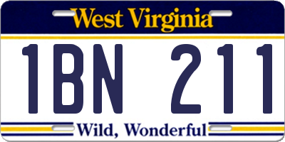 WV license plate 1BN211