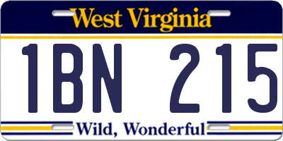 WV license plate 1BN215