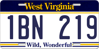 WV license plate 1BN219