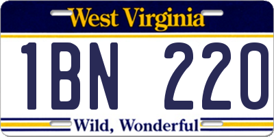WV license plate 1BN220