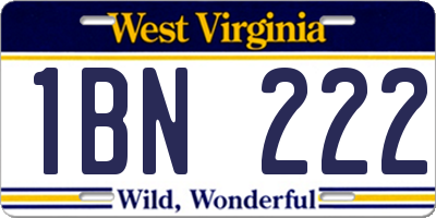 WV license plate 1BN222
