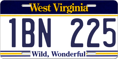 WV license plate 1BN225