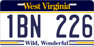 WV license plate 1BN226
