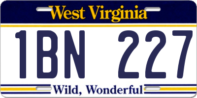 WV license plate 1BN227