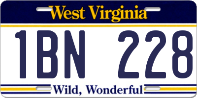 WV license plate 1BN228