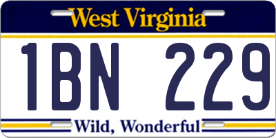 WV license plate 1BN229