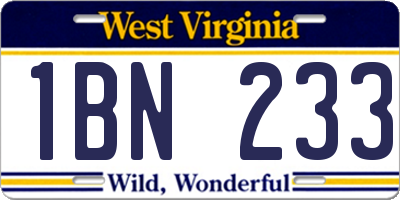 WV license plate 1BN233