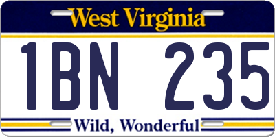 WV license plate 1BN235