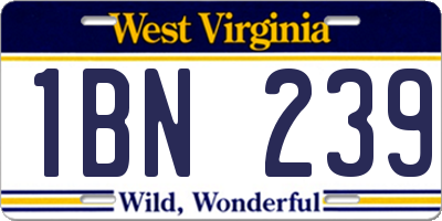 WV license plate 1BN239