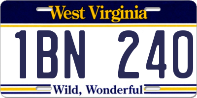 WV license plate 1BN240