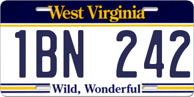 WV license plate 1BN242