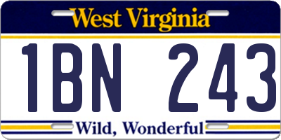 WV license plate 1BN243