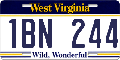 WV license plate 1BN244
