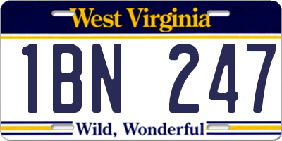 WV license plate 1BN247