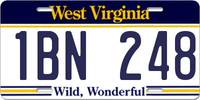 WV license plate 1BN248