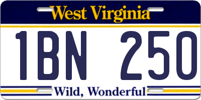 WV license plate 1BN250