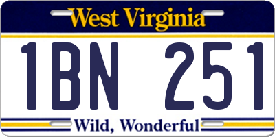 WV license plate 1BN251
