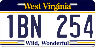 WV license plate 1BN254