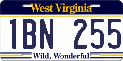 WV license plate 1BN255