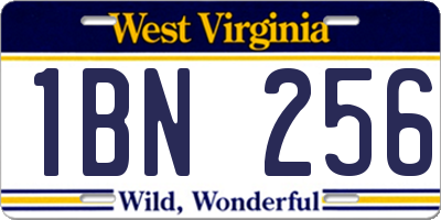 WV license plate 1BN256