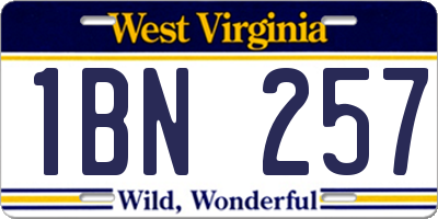 WV license plate 1BN257