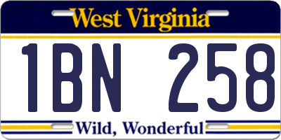 WV license plate 1BN258