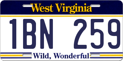 WV license plate 1BN259