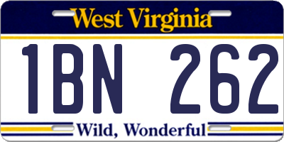 WV license plate 1BN262
