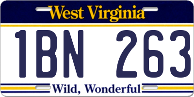 WV license plate 1BN263