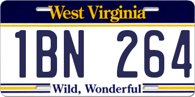 WV license plate 1BN264