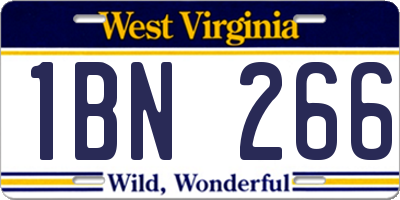 WV license plate 1BN266