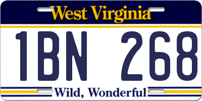 WV license plate 1BN268