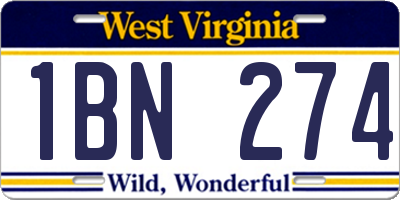WV license plate 1BN274