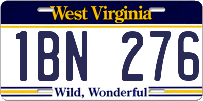 WV license plate 1BN276