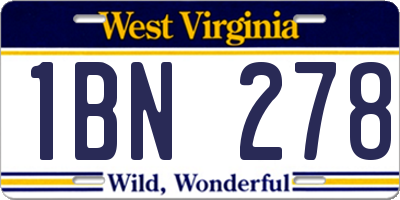 WV license plate 1BN278