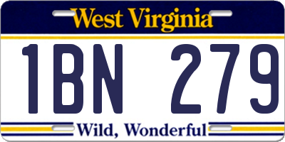 WV license plate 1BN279