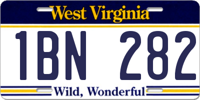 WV license plate 1BN282
