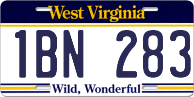 WV license plate 1BN283