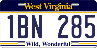 WV license plate 1BN285