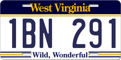 WV license plate 1BN291