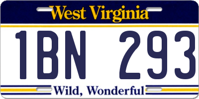 WV license plate 1BN293