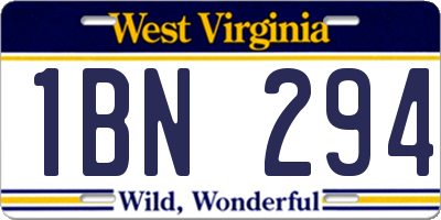 WV license plate 1BN294