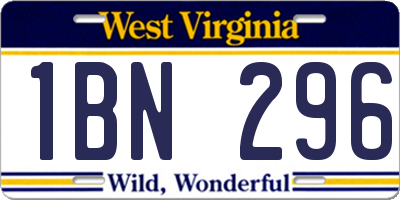 WV license plate 1BN296
