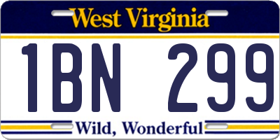 WV license plate 1BN299