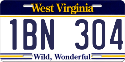 WV license plate 1BN304