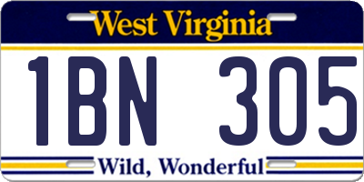 WV license plate 1BN305