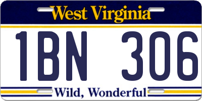 WV license plate 1BN306