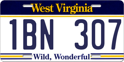 WV license plate 1BN307